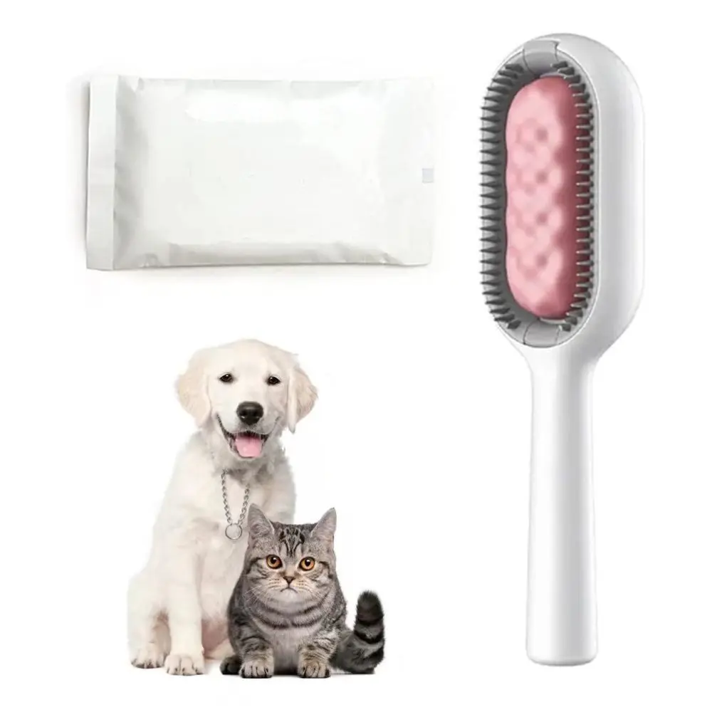 Short Bristles Pink Pet Brush Grooming Comb Soft Bristles Pet Grooming Brush for Massage Removal of Loose Tangled Hair