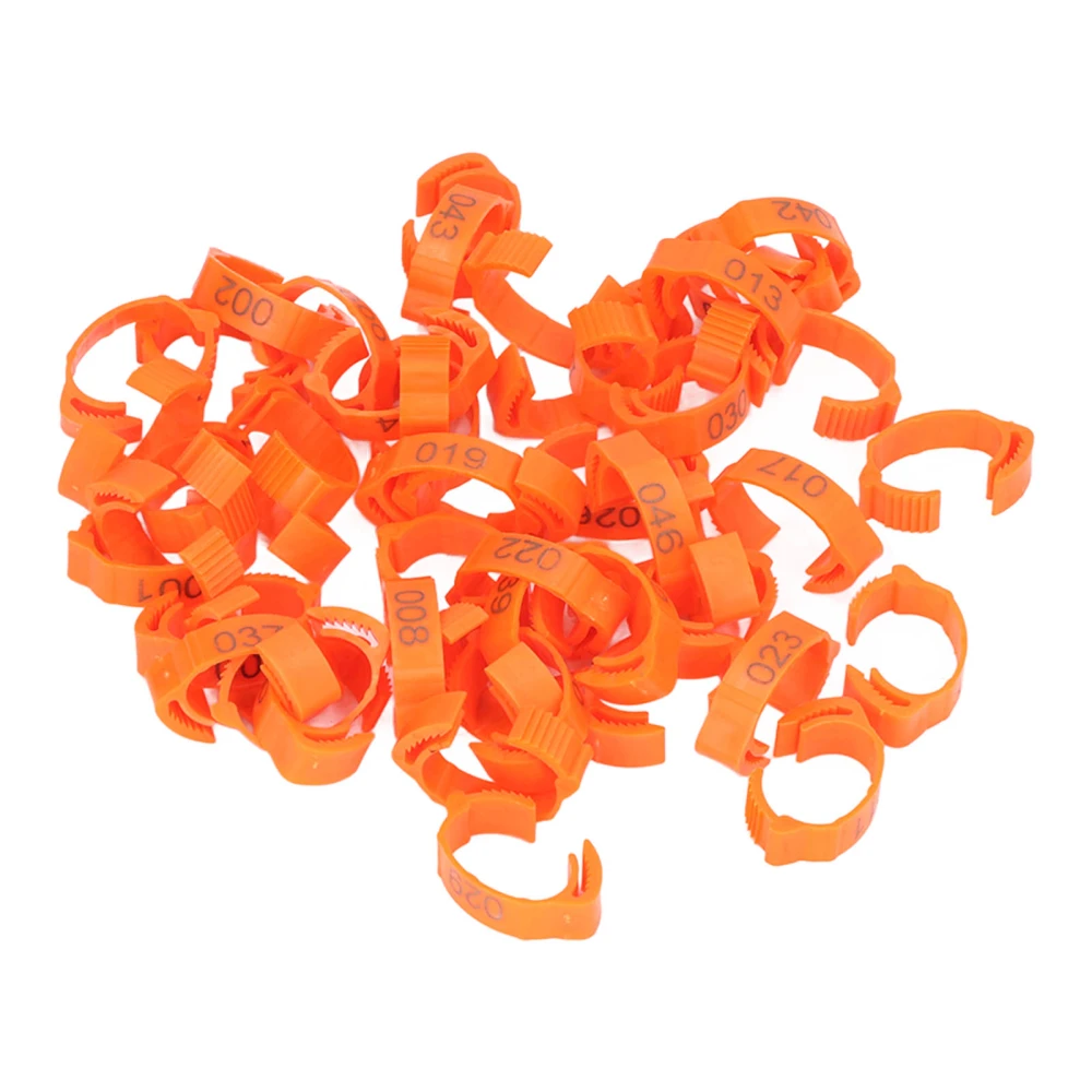 50pcs Pet Leg Rings Numbered Clip On Identification Leg Bands for Chickens Ducks Pigeons Geese