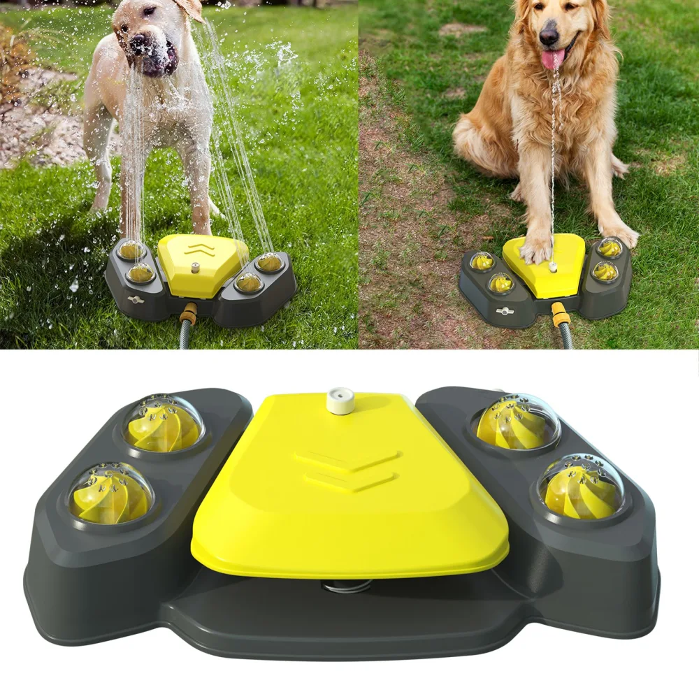 Yellow Pet Bath Automatic Sprinkler Water Dispenser Dog Toys Dog Water Spray Toy