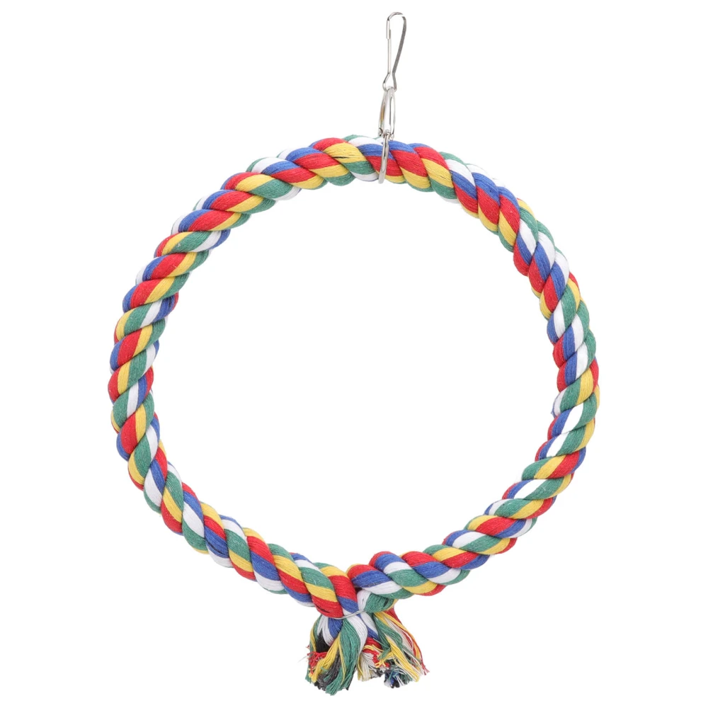 Bird Cotton Rope Ring Toy Colorful Parrot Swing Toys for Parakeets Cockatiels Conure Lovebirds Finches Macaw S