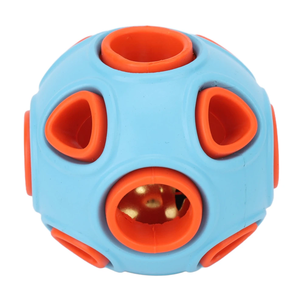 Dog Toy Ball Bite Resistant Durable Rubber Interactive Pet Food Dispensing Toy Ball with Bell Sound for Dogs Cats Blue and Orange