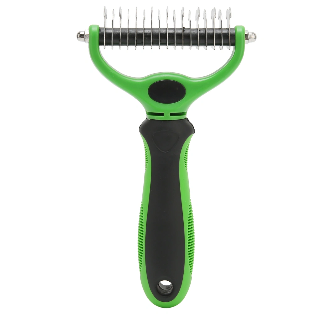 Pet Undercoat Rake Double Sided Knots Removal Grooming Massage Dog Deshedding Brush for Puppy Cat L Green Black