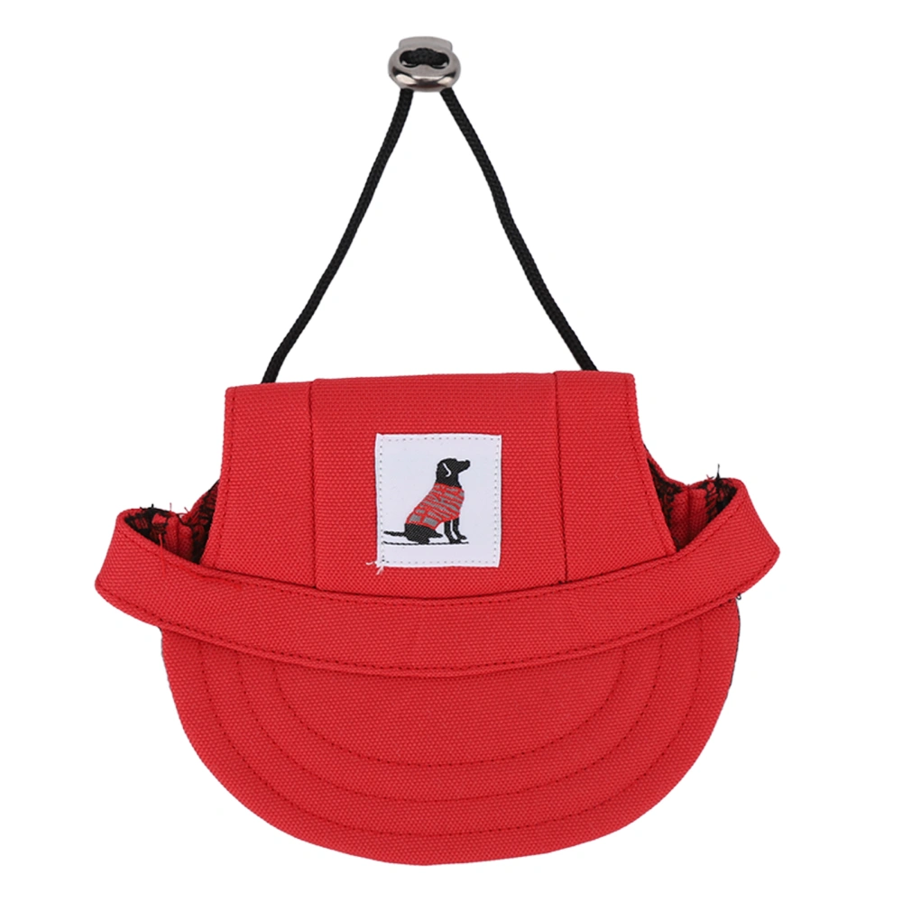 Pet Baseball Hat Adjustable Summer Stylish Dog Outdoor Sunbonnet with 2 Ear Holes for Outdoor Camping Travel Red S