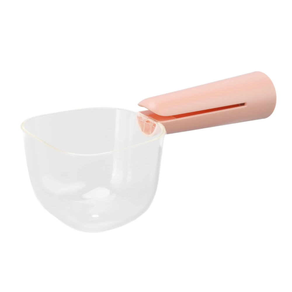 Pet Food Scoop Transparent Clear Scale Food Grade Dog Food Shovel with Clip Handle for Puppy Cat Pink