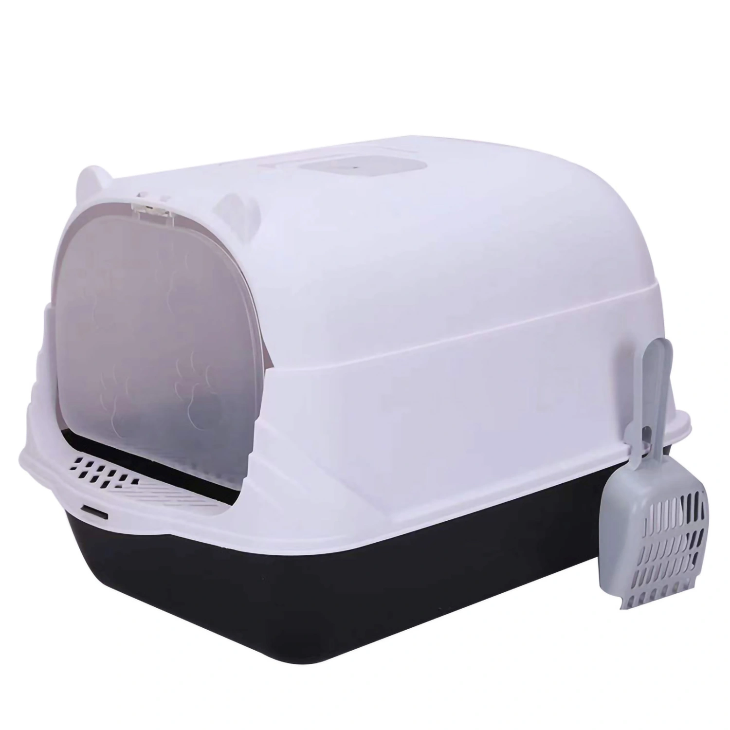 Fully Enclosed Large Cat Litter Box with Door Isolate Smelly Cat Toilet Cat Pet Supplies(Black Send Shovel Activated Carbon Deodorant Bag)