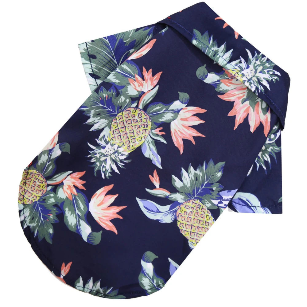 Pet Hawaii Shirt Summer Pineapple Print Sun Protection Lightweight Dog T Shirts for Small Medium Dogs Cats Pineapple Shirt Navy Blue 2XL (Approx. 12‑16 Catties/13.2‑17.6lb Pet)