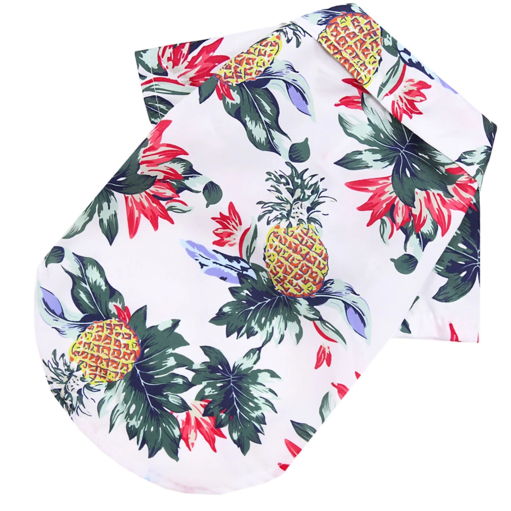 Pet Hawaii Shirt Summer Pineapple Print Sun Protection Lightweight Dog T Shirts for Small Medium Dogs Cats Pineapple Shirt White S (Approx. 3‑5 Catties/3.3‑5.5lb Pet)