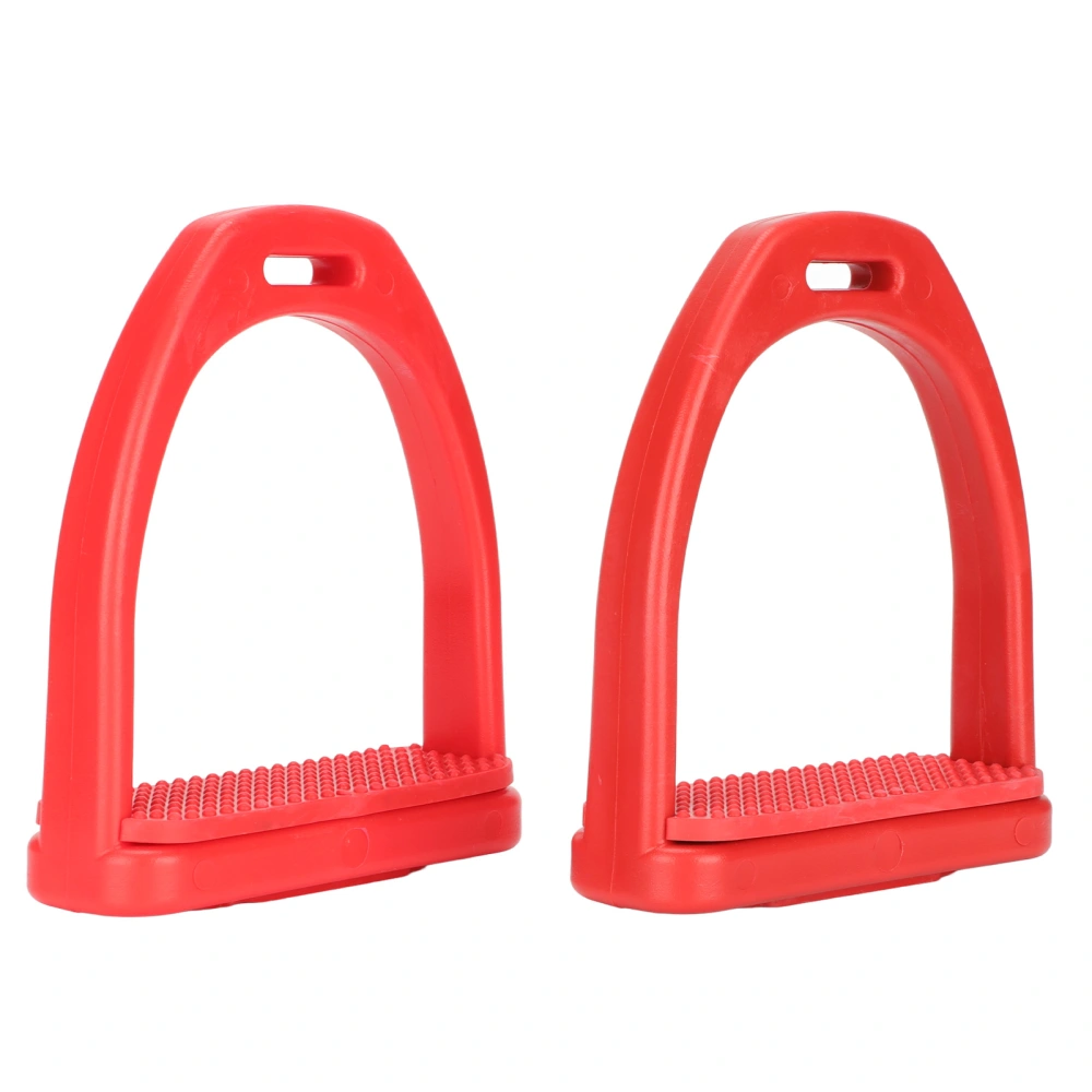 1 Pair Horse Stirrups Rubber Pad Slip Resistance Professional Engineering Plastics Stirrups for Horse Riding Red S