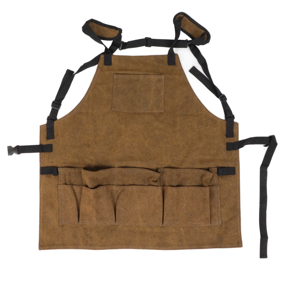 Woodworking Apron Thick Shoulder Pads Adjustable Strap Work Apron with 9 Pockets for Women Men