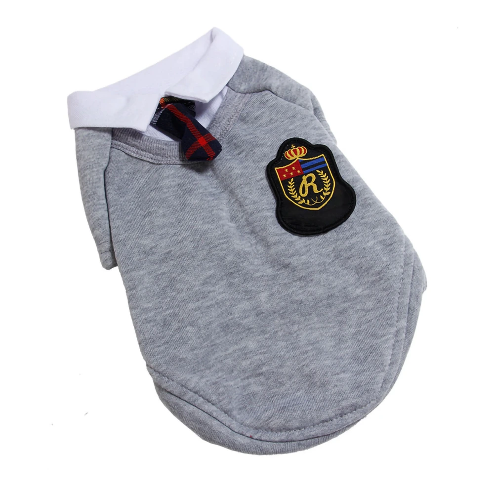 Buyweek Pet Clothes Soft Comfortable Polyester Campus Style Dog Clothing for Party Birthday Daily Wear Men's Tie Grey L