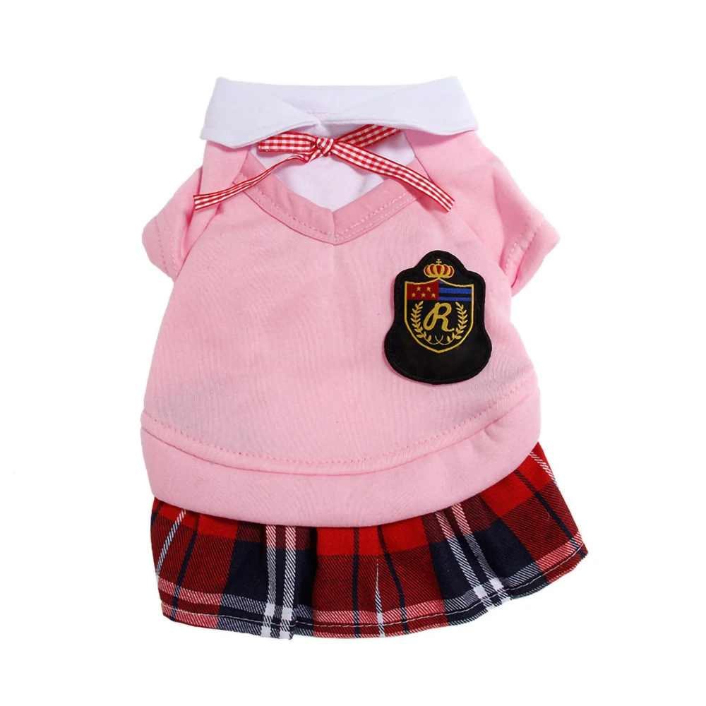 Buyweek Pet Clothes Soft Comfortable Polyester Campus Style Dog Clothing for Party Birthday Daily Wear Women's Skirt Pink XS