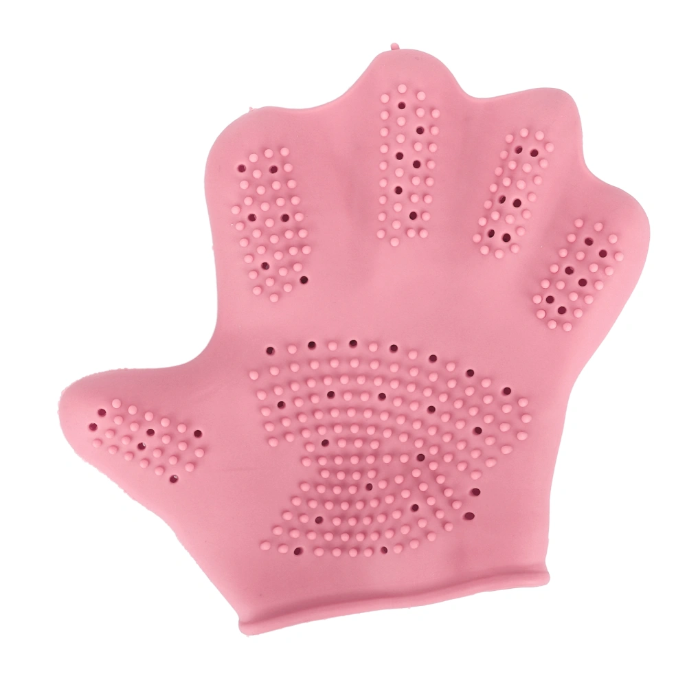 Buyweek Pet Bath Gloves Massage Cleaning Shampooing Heat Resistant TPE Pet Grooming Gloves for Cats and Dogs Pink