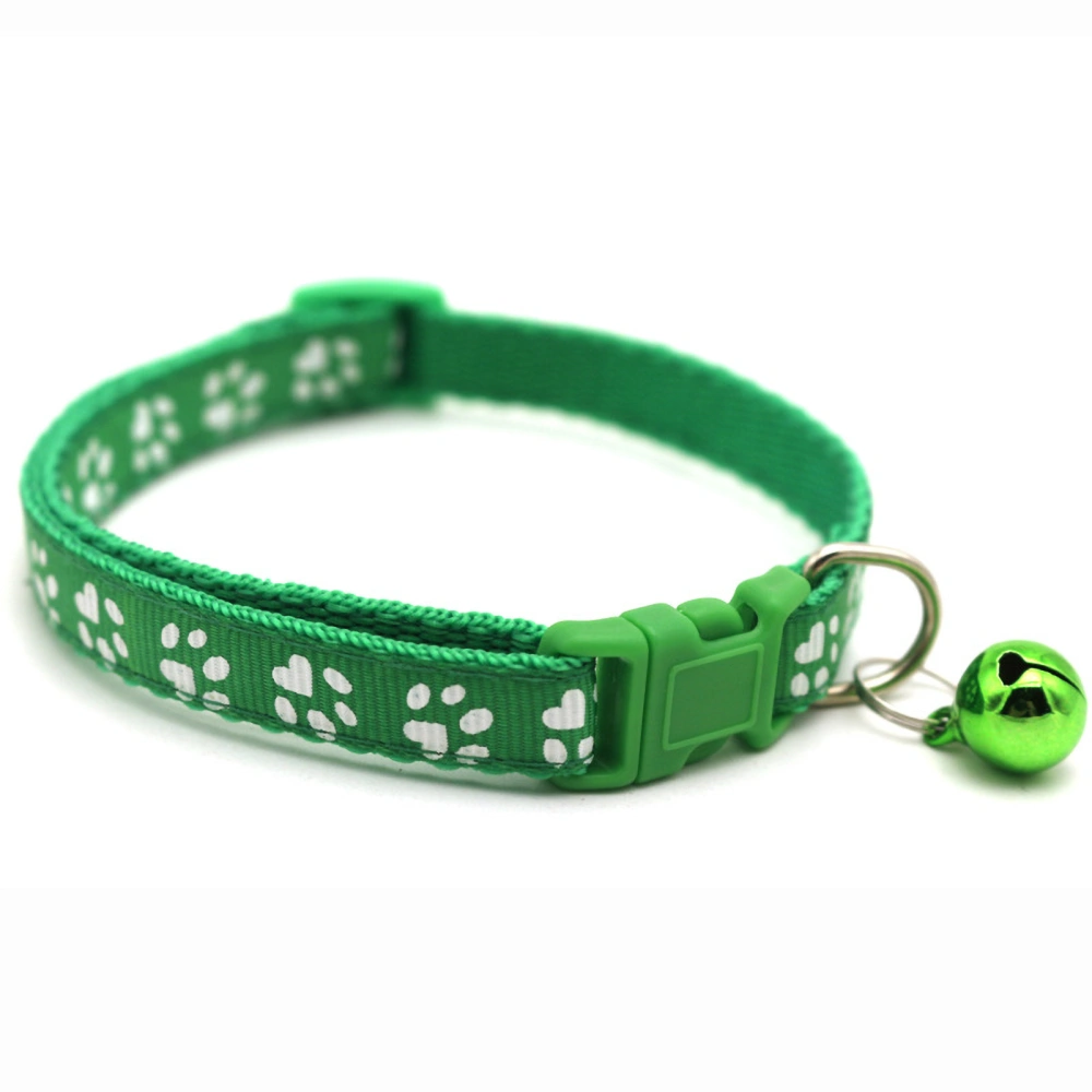 Pet Collar Cute Reflective Adjustable Safety Buckle Comfortable Dog Cat Collar with BellDark Green