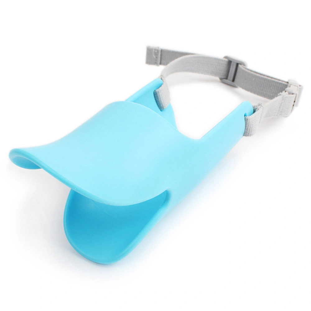 Silicone Dog Mouth Cover Biteproof Comfortable Duck Mouth Shape Dog Muzzle for Dog TrainingBlue L