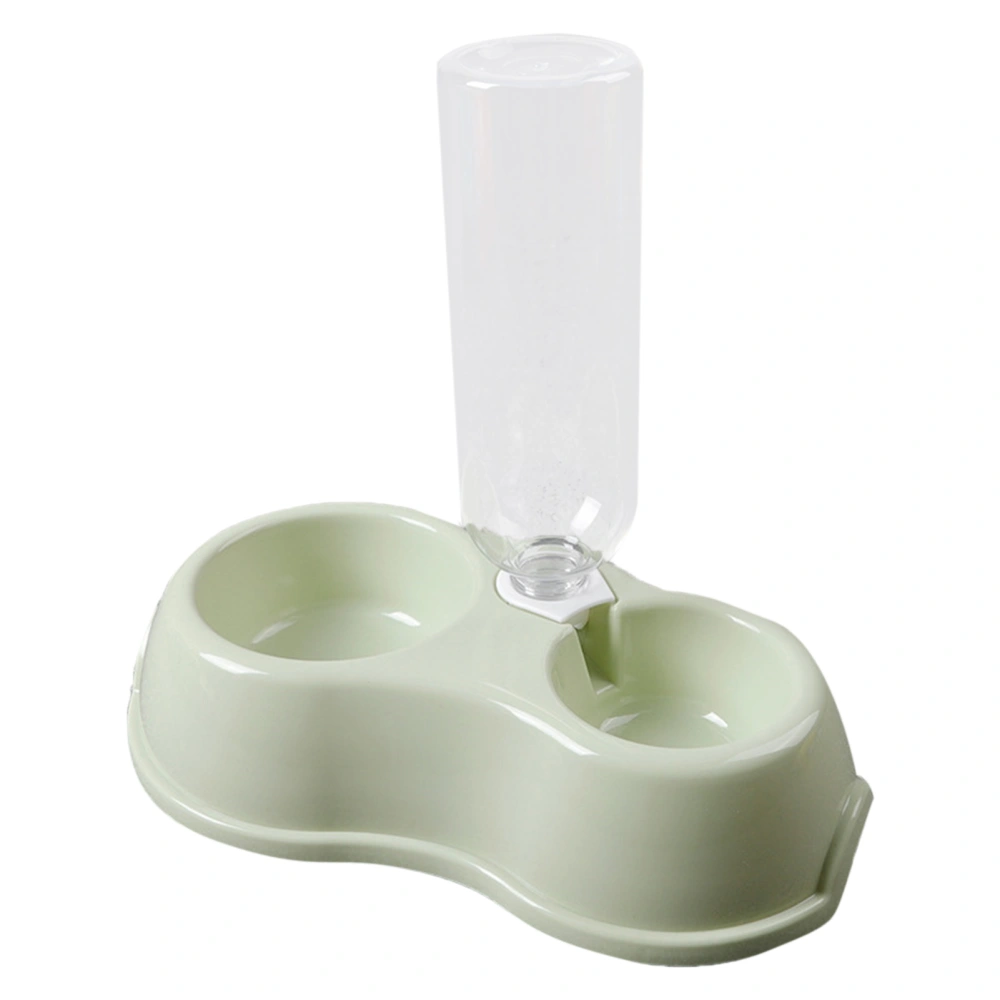 Pet Double Bowl Round Plastic Automatic Water Storage Dog Bowl with Drink BottleGreen