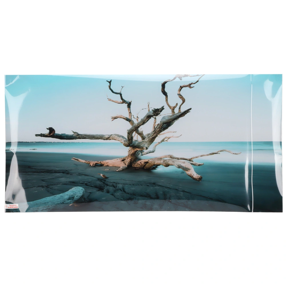 Aquarium Background Decor Sky Withered Tree 3D PVC Self Adhesive Fish Tank Wallpaper for Aquarium Fish Tank61x30cm / 24x11.8in