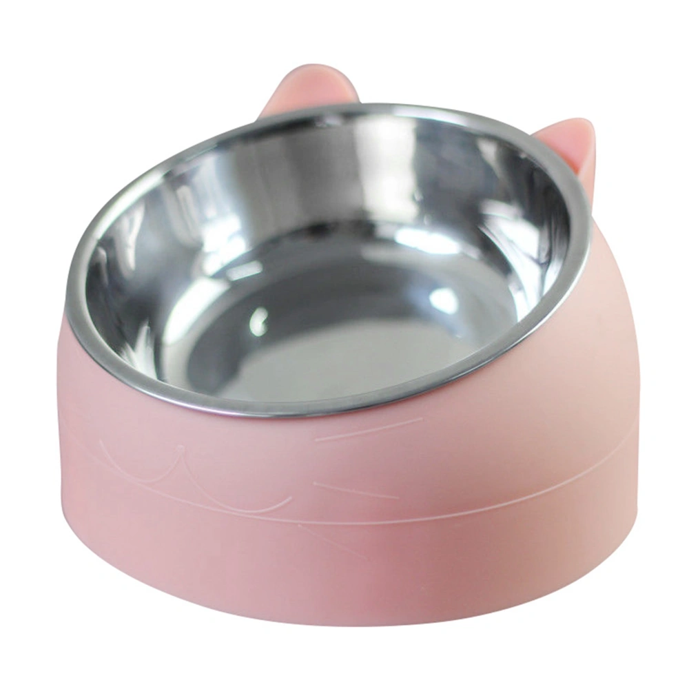 Pet Food Water Bowl Stainless Steel Detachable Prevent Slip Cartoon Shape Dog Cat Feeding BowlPink Cat Shape