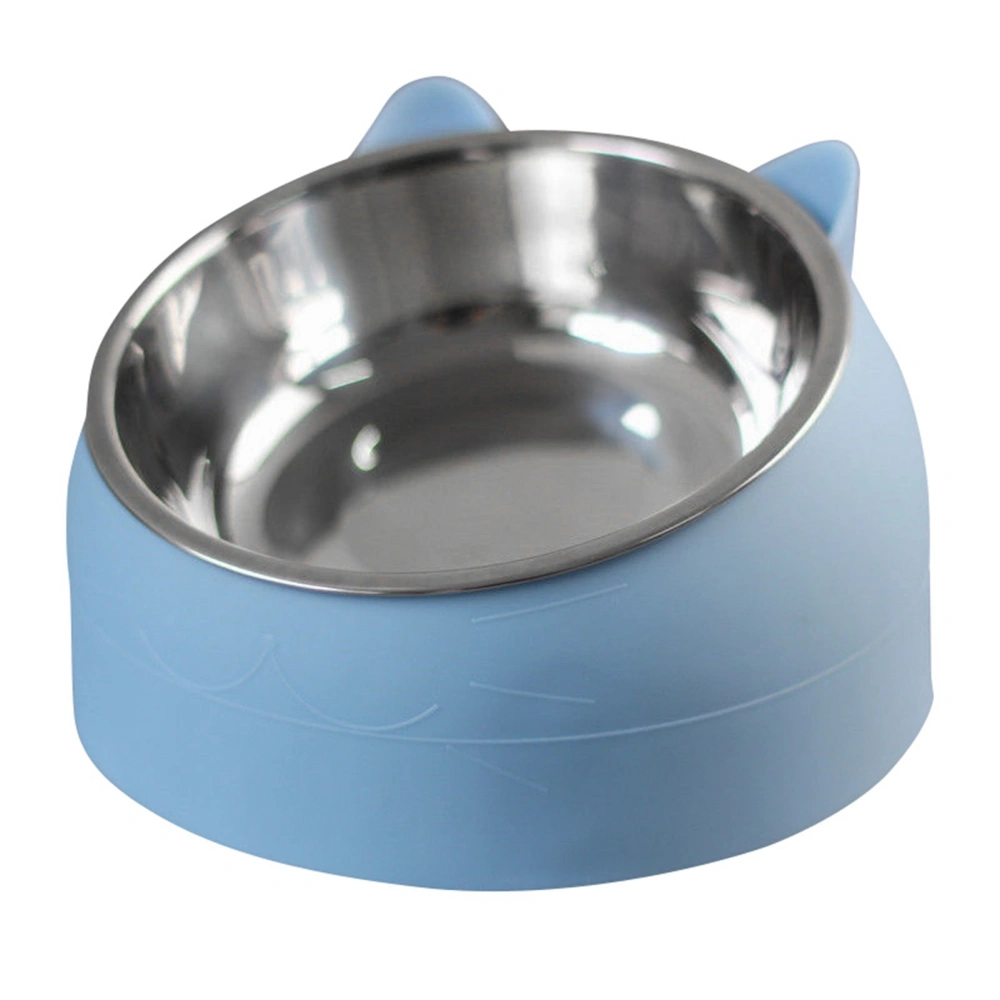 Pet Food Water Bowl Stainless Steel Detachable Prevent Slip Cartoon Shape Dog Cat Feeding BowlBlue Cat Shape