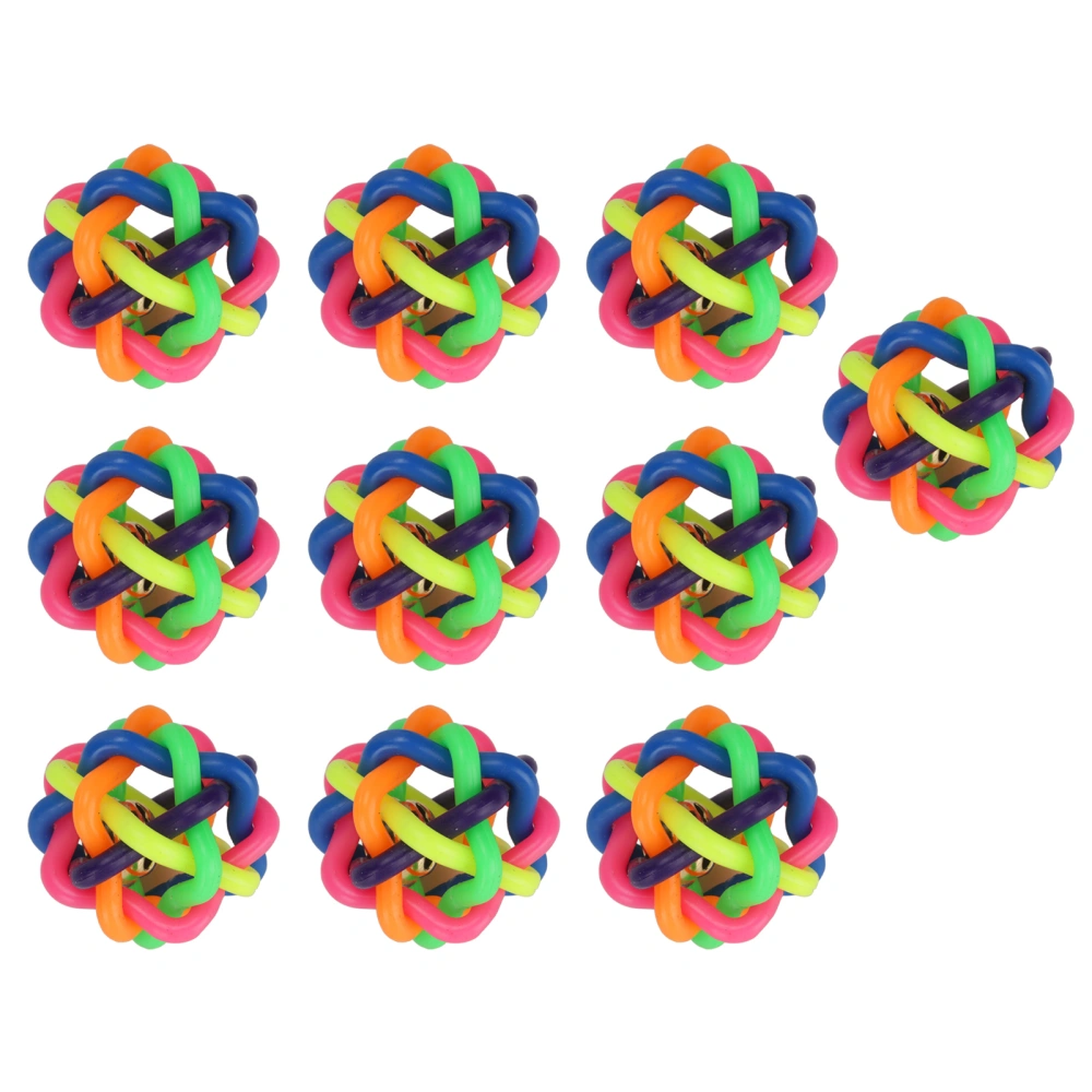 10Pcs Pet Wobbly Rubber Ball Teeth Grinding Bite Resistant Colorful Dog Rubber Ball with Bell for Pets Dogs