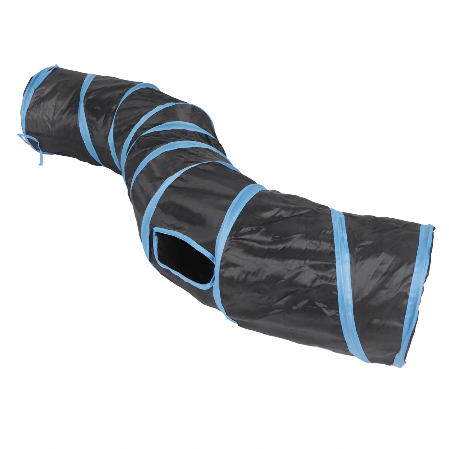 S Shape Cat Tunnel Tear Resistant Collapsible Cat Play Tube with 4 Openings for Puppies Kittens Rabbits Rabbits