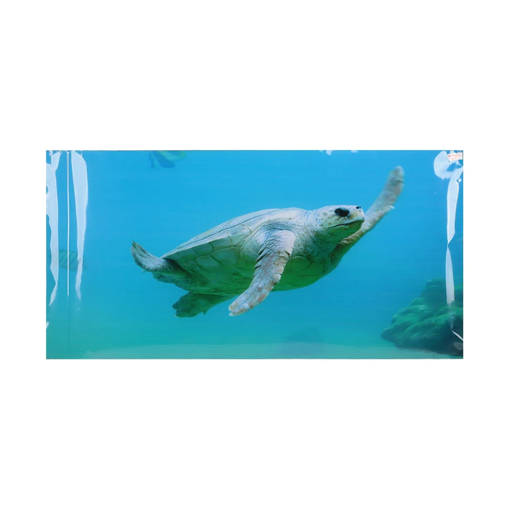 Fish Tank Wallpaper Sticker Sea Tortoise Swimming Theme Self Adhesive Aquarium Background Poster122x50cm / 48x19.7in