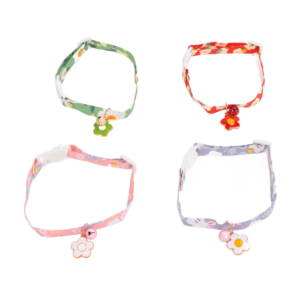 4pcs Cat Collar Polyester Multipurpose Pet Safety Collar with Bell for Small Cats Dogs Pets