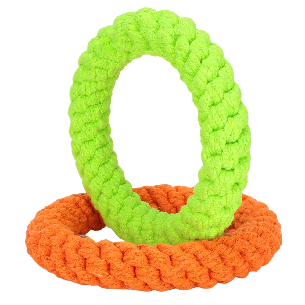 2pcs Rings Dog Toy Cotton Rope Dog Chew Toys for Teething Cleaning Training and Playing