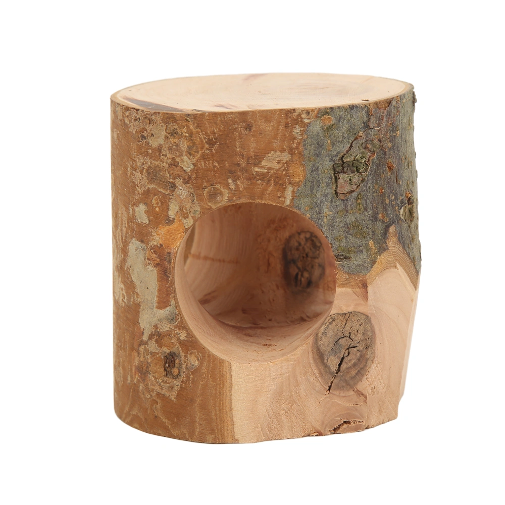 Hamster Hollow Tree Trunk Safe 3 Holes Climbing Chewing Wooden Hamster Hideout Tunnel for Golden Bear