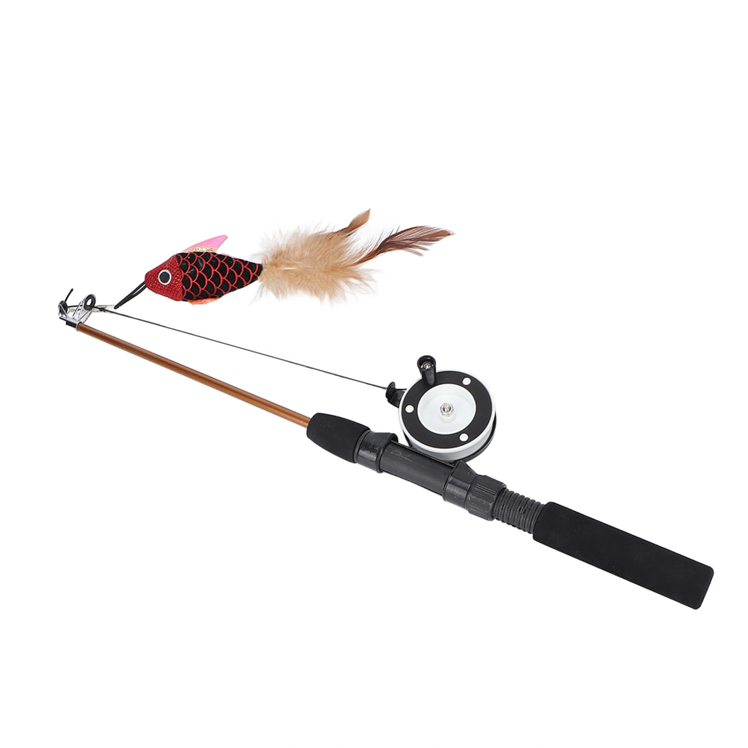 Cat Fishing Pole Toy Bite Resistance Multifunctional Cat Feather Teaser Wand Toy for Cats