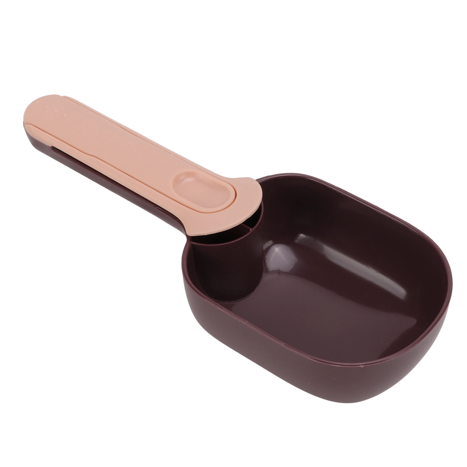 Dog Food Scoop Multifunction Clip Design Long Handle Pet Food Can Spoon for Cats Dogs Pets(Coffee Pink )