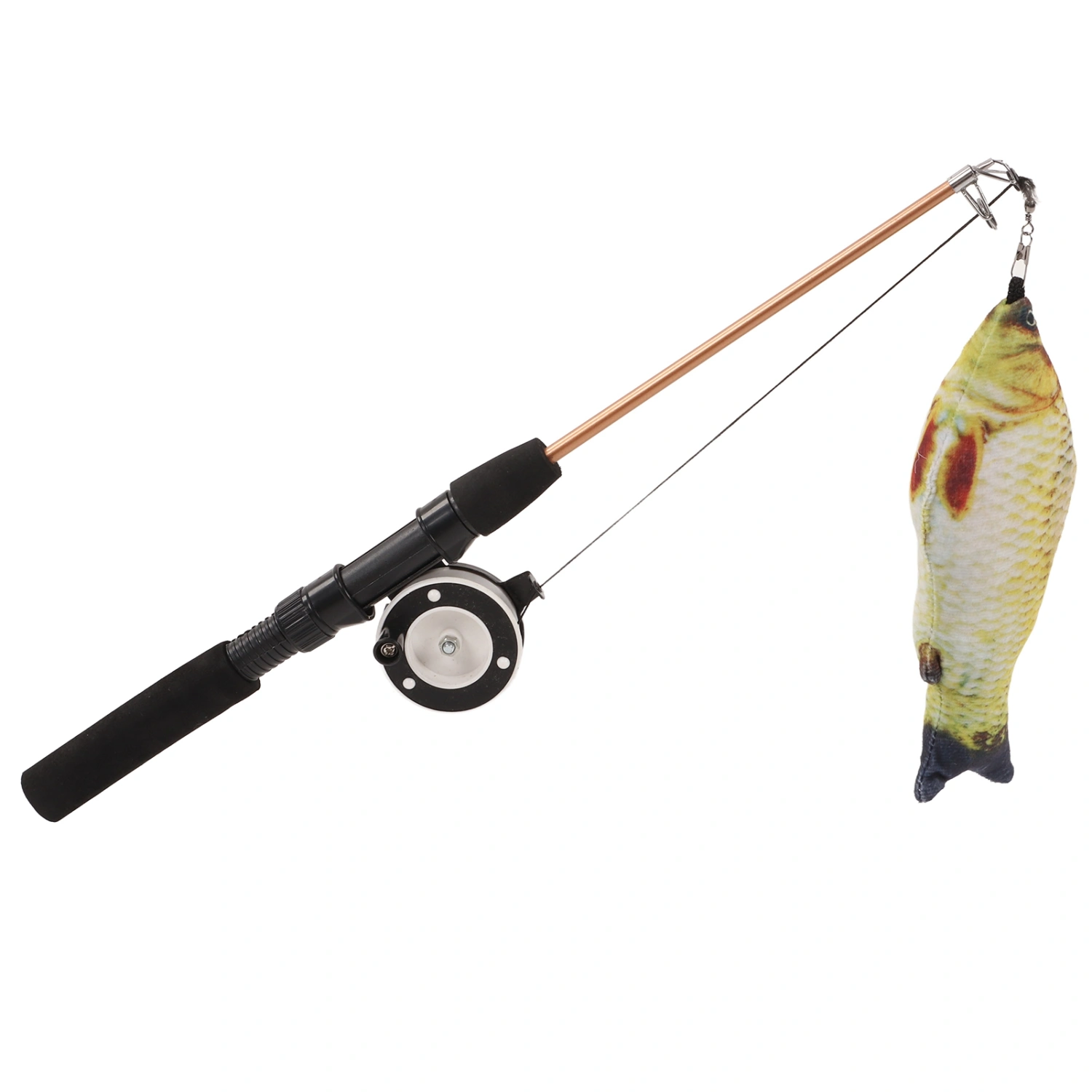 Retractable Cat Teaser Wand Toy Interactive Fishing Rod with Simulation Fish for Cats(Carp Fishing Rod )
