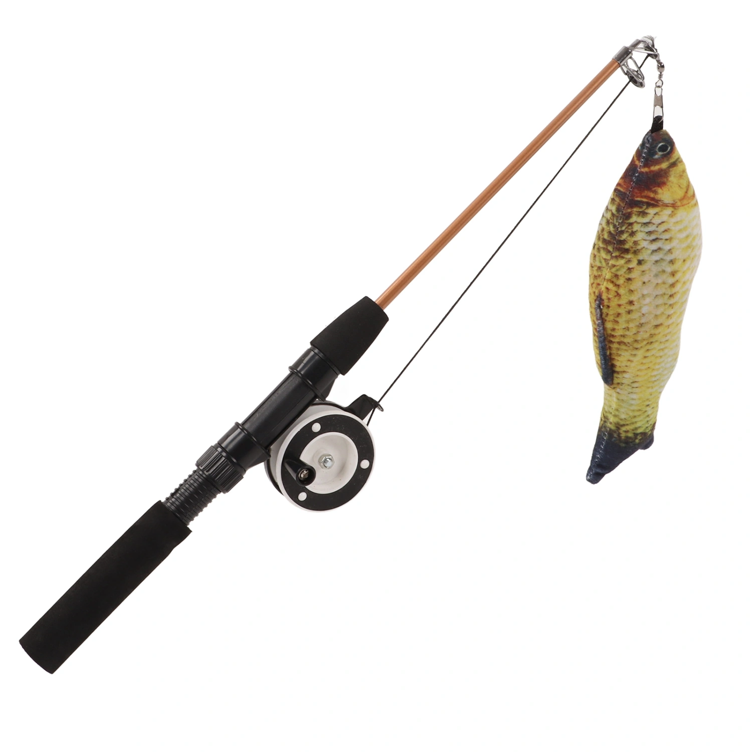 Retractable Cat Teaser Wand Toy Interactive Fishing Rod with Simulation Fish for Cats(Carp Fishing Rod )