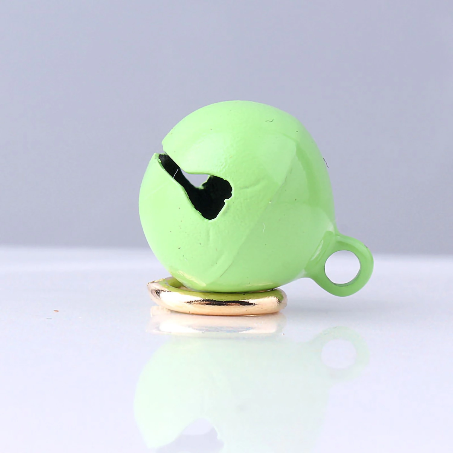 Pet Collar Bell Iron Pet Round One Piece Bell Collar Pendant Accessories with Keyring for Cats and DogsLight Green