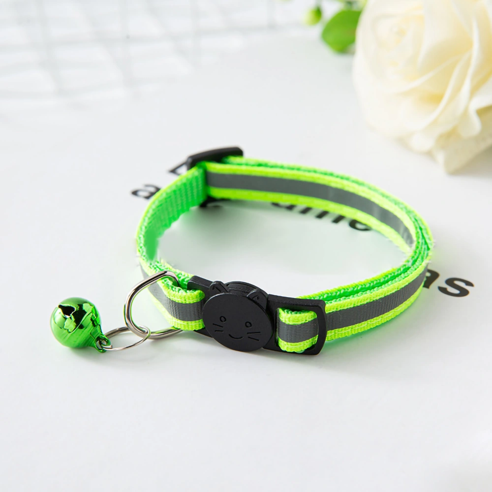 Pet Bell Collar Safety Buckle Adjustable Reflective Cat Collar with Bell for Dogs Puppies KittensFluorescent Color