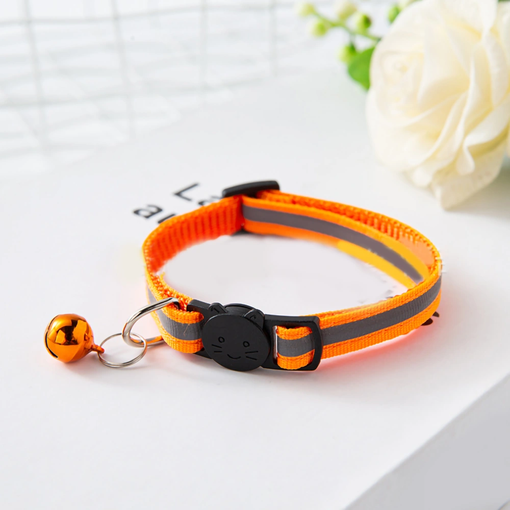 Buyweek Pet Bell Collar Safety Buckle Adjustable Reflective Cat Collar with Bell for Dogs Puppies KittensOrange