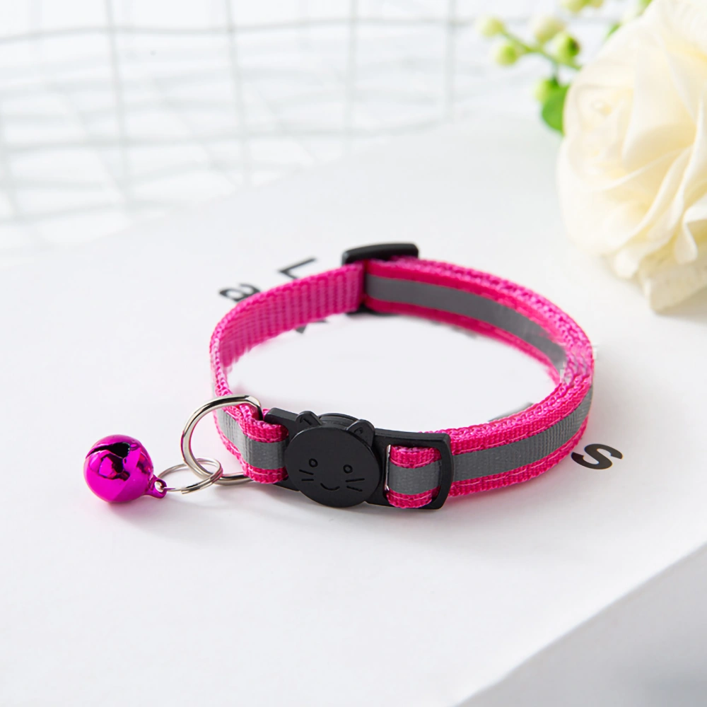 Buyweek Pet Bell Collar Safety Buckle Adjustable Reflective Cat Collar with Bell for Dogs Puppies KittensRose Red