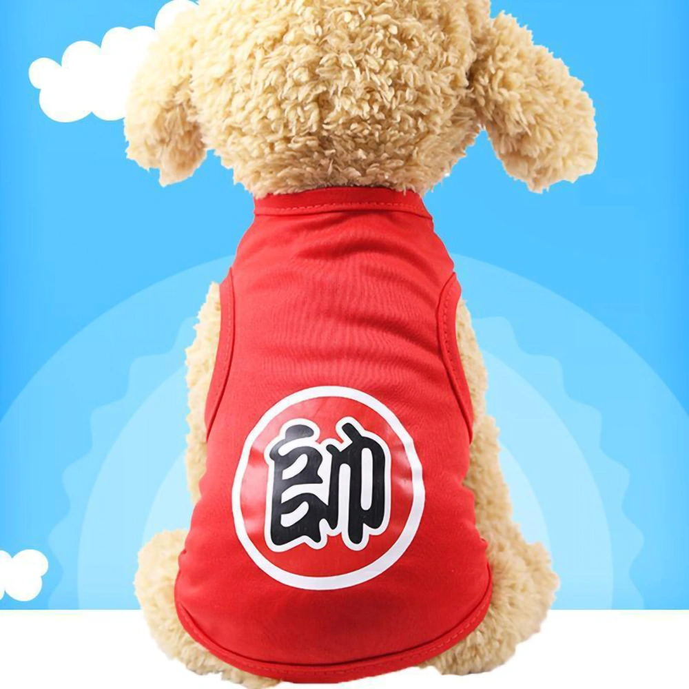 Summer Dog Shirt Short Sleeve Dog Shirt with Cartoon Pattern for Home Outdoor Sports Spring(Red "Handsome" L)