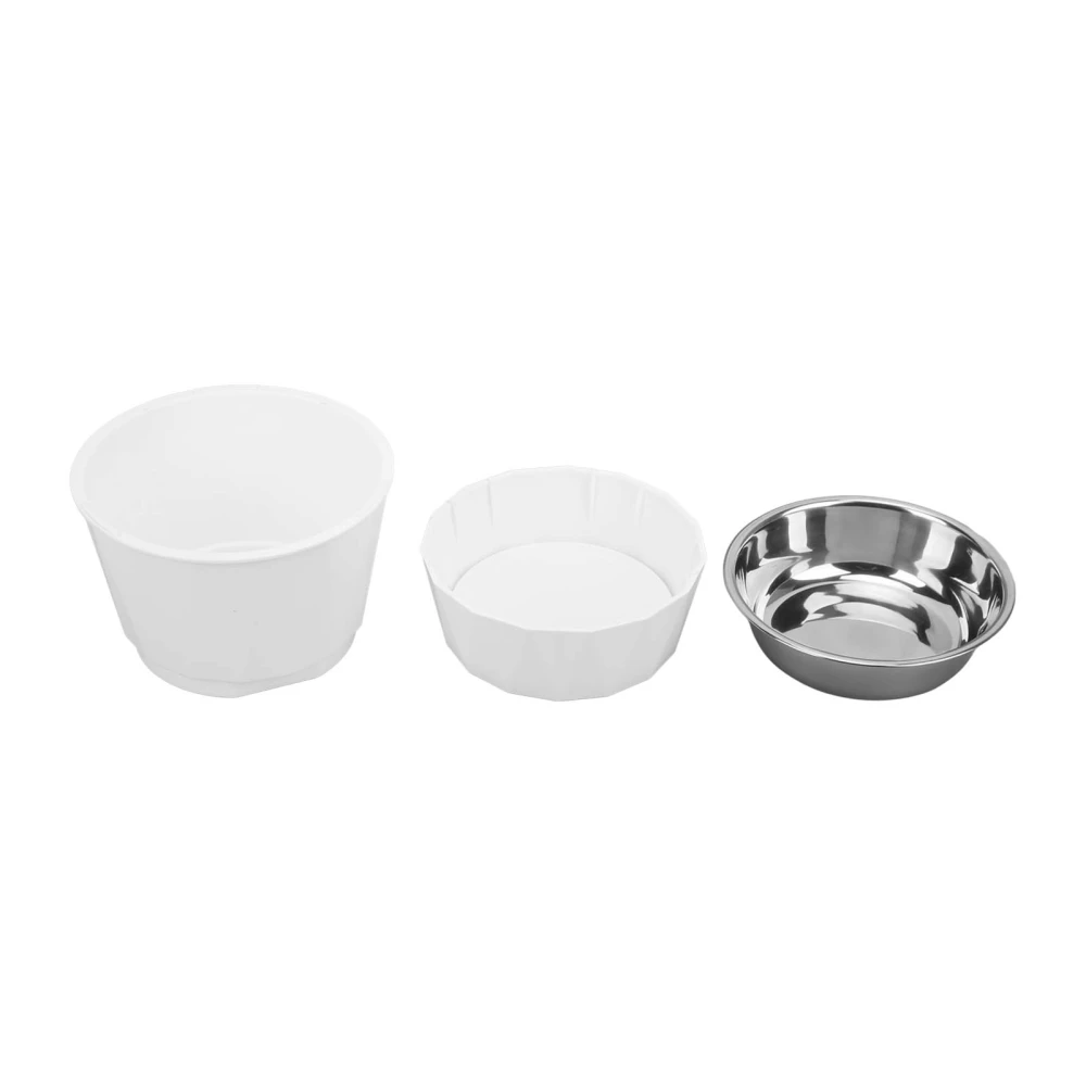 Cat Stainless Steel Bowl Increased Neck Protective Heavy Duty Cat Double Bowl for Cats DogsWhite