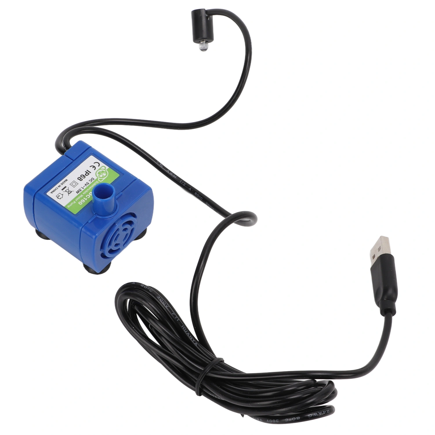 Pet Fountain Pump USB Ultra Quiet Cat Water Dispenser Pump with LED Light for Pet Drinking