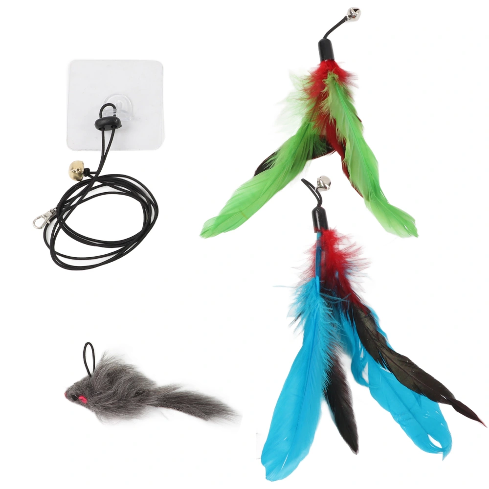 Buyweek Hanging Funny Cat Toy Interactive Feather Mouse Teaser Cat Toy for Indoor and Outdoor ActivitiesStick Hook