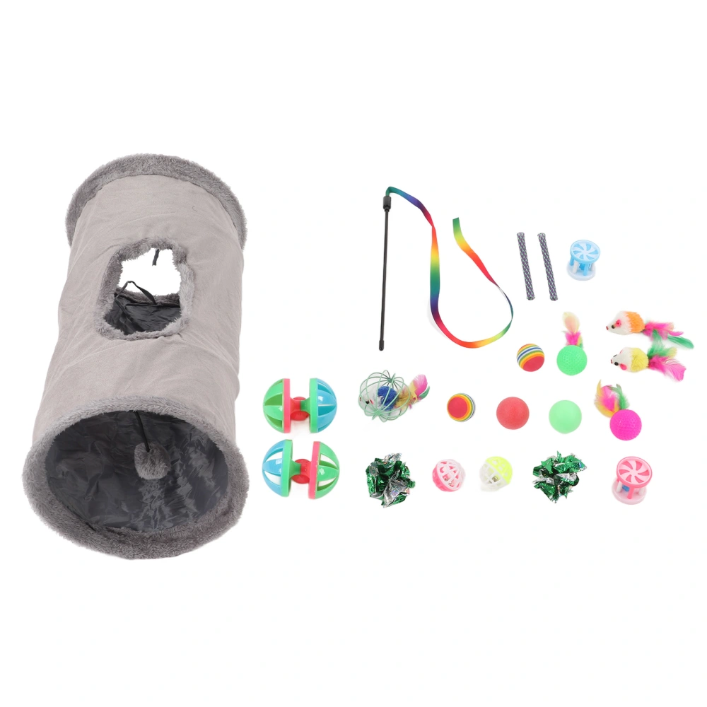 Buyweek 21pcs Interactive Toys Set Colorful Balls Cat Stick Bells Cat Toys Assortment for Cat Kitten