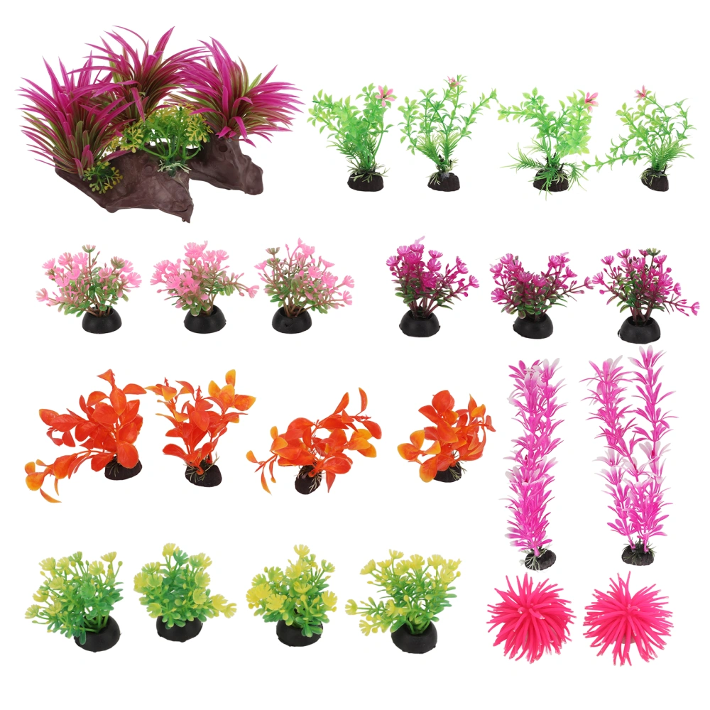 23pcs Artificial Seaweed Water Plants Plastic Aquarium Decorations for Fish Tank