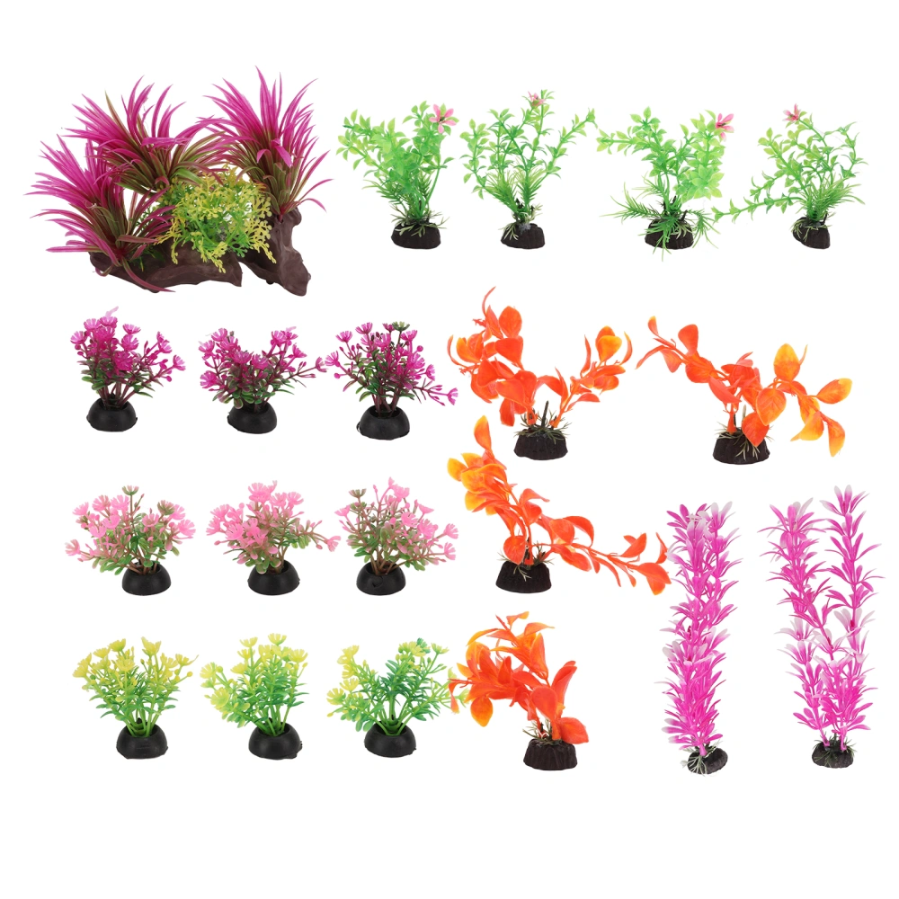 20pcs Fish Tank Plants Plastic Simulated Colorful Different Types Aquarium Artificial Decorations