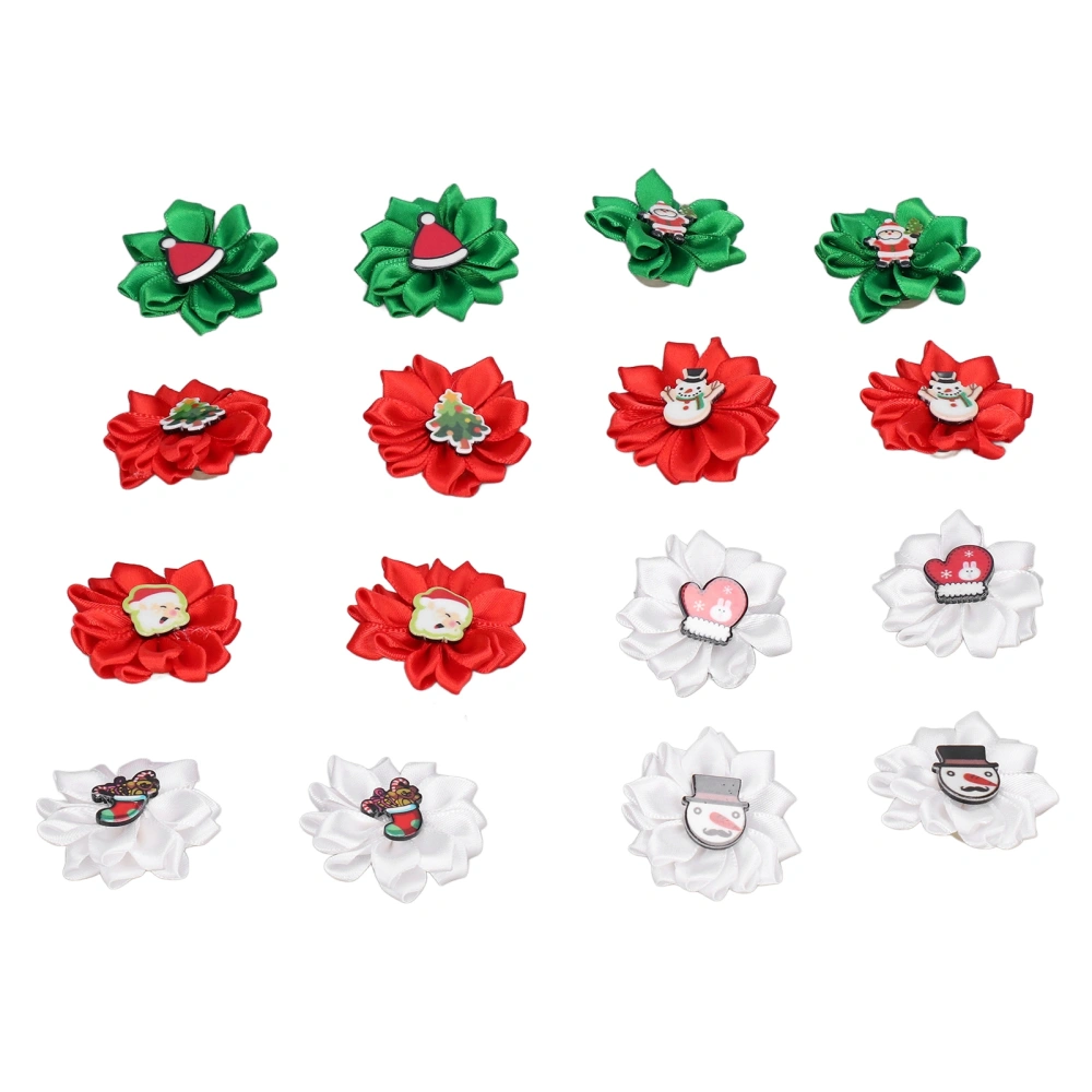 16pcs Pet Hair Bows Mix Colors Cute Puppy Christmas Topknot with Rubber Band for Medium Small Dogs