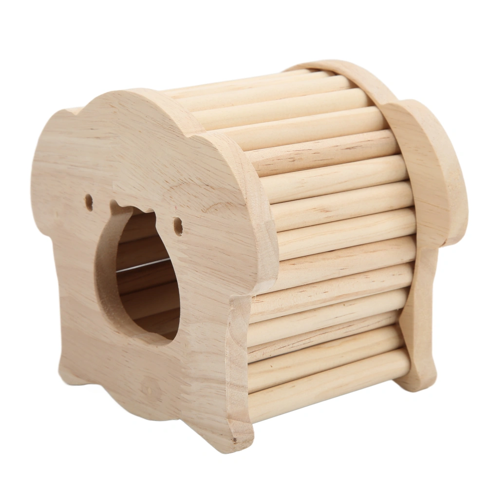 Hamster Wooden House Pig Head Shape Wooden Hamster Hut with Funny Climbing Ladder for Small Pets