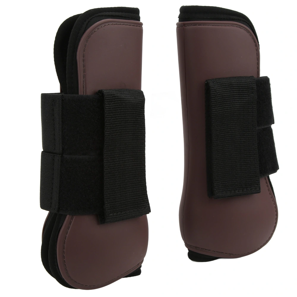 1 Pair Horse Support Boots PU Shell Neoprene Protective Horse Leg Guard for Jumping HuntingBrown Front Legs M