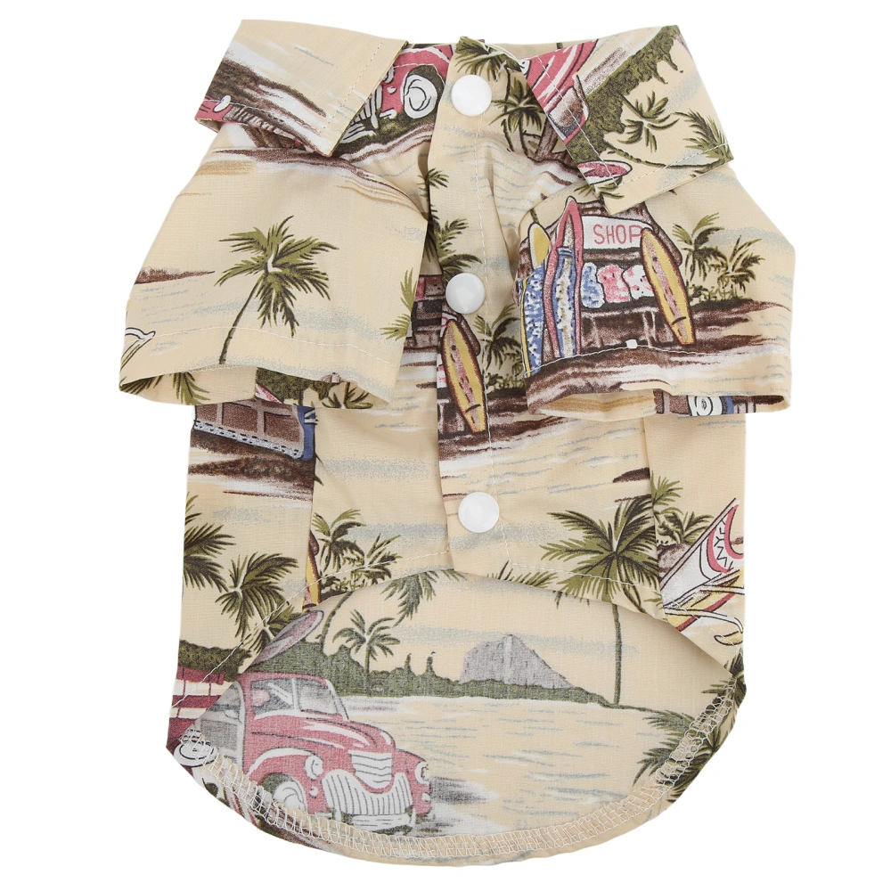 Hawaiian Dog Shirts Pet Summer Cool T Shirt with Coconut Tree Print for Dogs Cats BeigeM