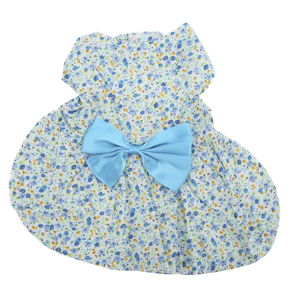 Small Pet Dress Cute Breathable Soft Flower Pattern Pet Princess Skirt with Bowknot for Puppy BunnyBlue M