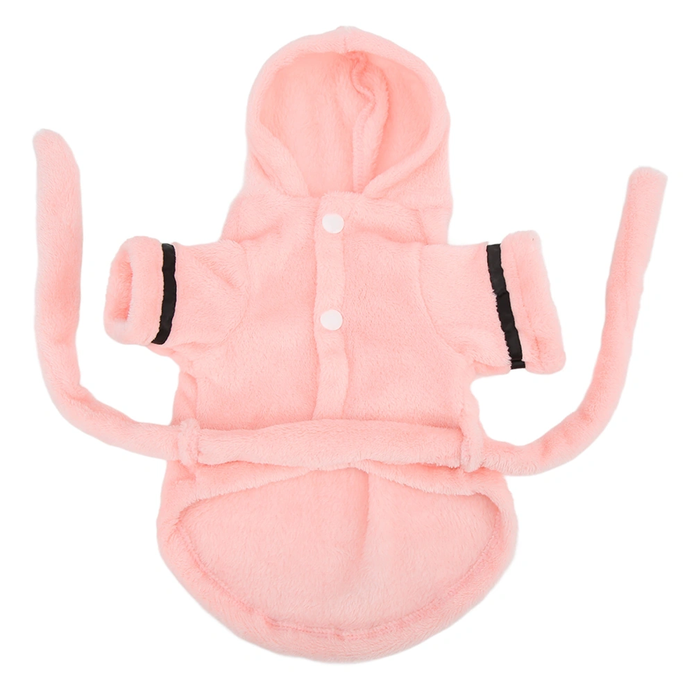 Pet Bathrobe Plush Warm Absorbent Puppy Hooded Pajama with Waistband for Small Dogs CatsL