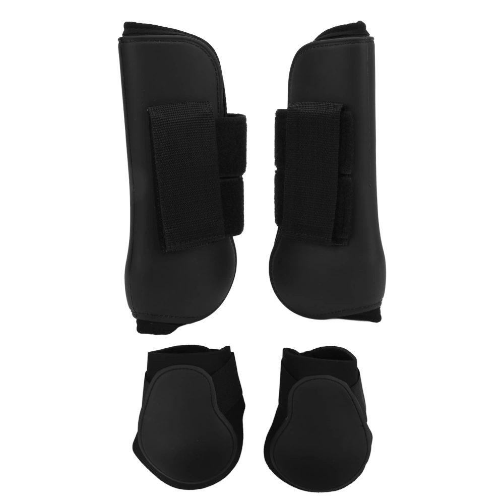 4Pcs Horse Leg Boots Front and Rear Leg Boots PU Horse Tendon Brace Guard with Cushioning Inner PadBlack Set L